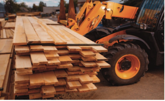 lumber forklift stock image